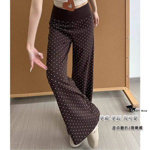 
Maternity leggings for summer, spring and autumn, no support belly belt, slimming boot-cut pants, high-waist casual pants, polka-dot floor mopping pants, summer