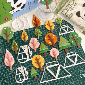 
Sugar Castle Forest fondant cutting mold pine maple forest trees sea animals and plants cake decoration mold stamping mold w