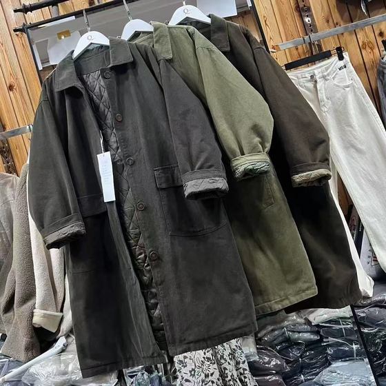 
Lapel single-breasted windbreaker women's mid-length autumn and winter new versatile loose casual quilted warm cotton coat Sun 1.1