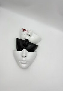 
Half face mask perfect face bionic cosplay halloween cyberpunk mechanical technology fakeface