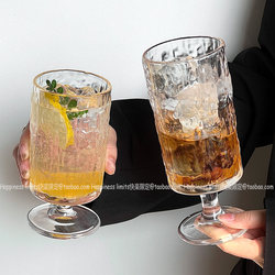 Tall Juice Glass for Home Use, High Aesthetic Tree-Pattern Straight Tube Creative Transparent Fruit Tea Sparkling Water Cup Cocktail Glass