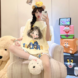 Night Sleepwear with Chest Pads, Women's Summer Short-Sleeved Shorts, Cute 2026 New Summer Home Wear Set