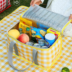 Insulated Box, Large-Capacity Picnic Bag, Outdoor Thickened Aluminum Film Portable Picnic Basket, Camping Foldable Picnic Basket