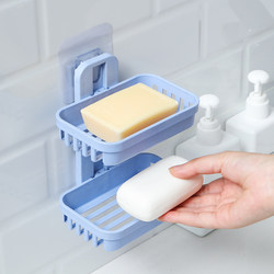 Creative Punch-Free Soap Holder Bathroom Drainage Wall-Mounted Soap Box Bathroom Storage Rack Suction Cup Double-Layer Soap Rack