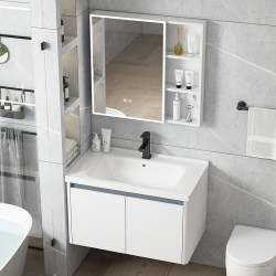 Bathroom Washbasin Cabinet Combination, Space Aluminum Small Apartment Bathroom Cabinet, Integrated Ceramic Washbasin, New Style Washstand