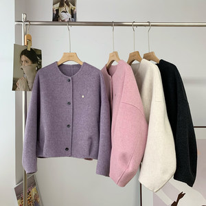 
South Korea's Dongdaemun Double-sided Cashmere Woolen Coat Jacket Women's Short Loose Small 2025 Winter New Style