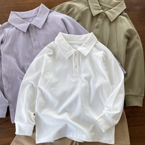 
Mellow and comfortable combed cotton/single-wearing base is practical/boys long-sleeved polo/shirt collar T-shirt