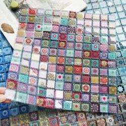 Blue Simple Crystal Glass Inkjet 3D Printing Mosaic Tiles Kitchen Bathroom Study Tv Background Wall Tiles