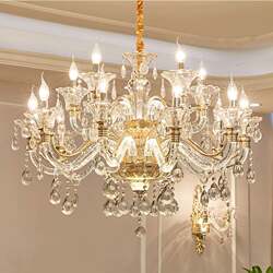 European Crystal Chandelier Living Room Lamp Luxury Villa Hall Lamp Light Luxury Simple Dining Room Bedroom Luminous Lamp Arm Chandelier