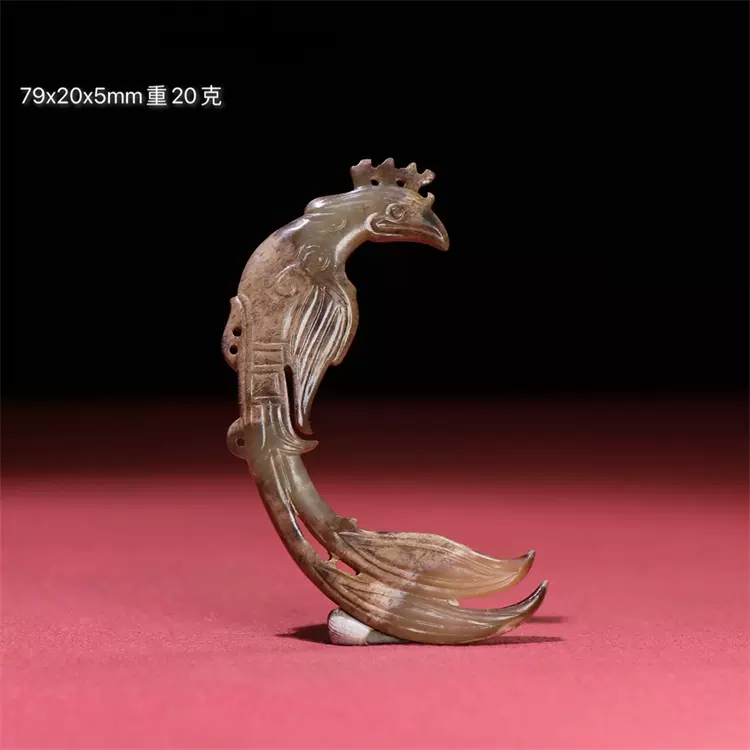 中国古玉　和田玉　極細工彫刻　美術品　アンティーク　古賞物　縁起物 漢代 和田玉 高古玉彫り 鸞鳳 杖の頭」極細工 擺件 中国古