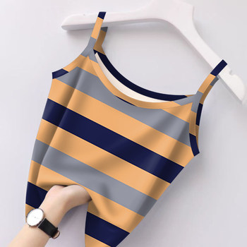 High-end striped women's suspenders age-reducing versatile 2025 new summer belly-covering sleeveless base vest women's top trendy
