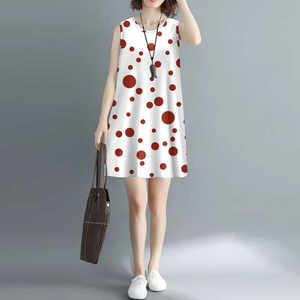 Mid-length women's polka dot sleeveless vest dress for summer new print fashionable waist-hugging and slimming A-line skirt
