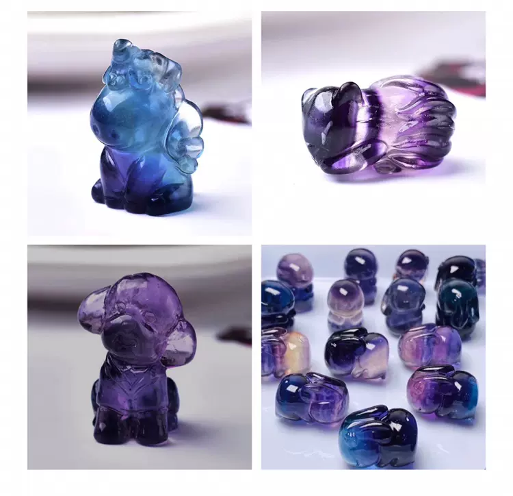 天然紫玉石紫水晶彫刻犬-