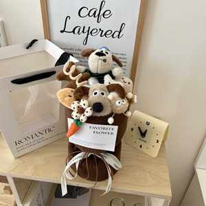 
Boss dog doll bouquet doll New Year's Day New Year's birthday gift for girlfriend, girl, child, girl best friend