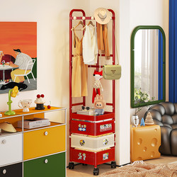 Dopamine Corner Coat Rack Bedroom Movable Clothes Rack Floor-Standing Bedside Table Integrated Clothes Rack Home Storage Rack