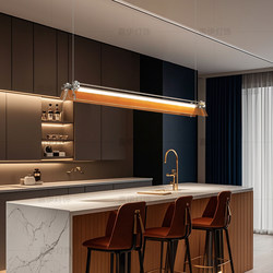 Orange Glass Optical Axis Linear Chandelier for Cafe Bar Counter, Designer Showroom, Bakery Front Desk, Long Strip Lighting Fixture