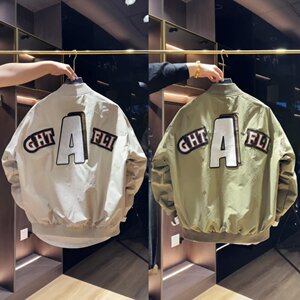 
Spring and Autumn American trendy label labeled embroidered letter stand collar jacket for men and women, casual and versatile baseball uniform jacket