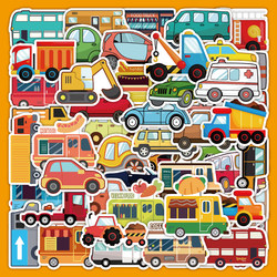 100 Cartoon Toy Car Stickers for Decorating Planners, Scooters, Children's Praise and Rewards, Waterproof Car Stickers