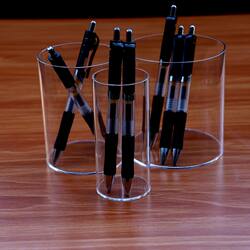 Acrylic Transparent Pen Holder Storage Box Desktop Multifunctional Storage Box Eyebrow Pencil Makeup Brush Storage Bucket Vase for Water