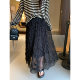 HVIVI wrinkled texture elastic waist mesh skirt for women in summer 2025 new versatile slim A-line umbrella skirt