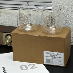 Amazon Order! Glazed Gold Leaf Glass Cup! Double-Layer Anti-Scalding Water Cup 325ml!