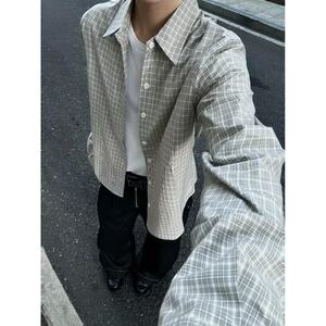 
Spring new American retro simple versatile plaid shirt for men and women long-sleeved loose lapel casual shirt jacket