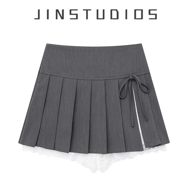 24 Xia Chun desires hot girl lace anti -glowing bows, lace -up pleated skirts, thin legs, long legs, long A -line skirt