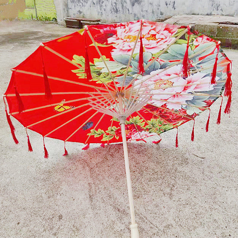 牡丹花道具工艺流苏伞汉服伞吊顶装饰伞拍照摄影道具伞舞蹈走秀伞