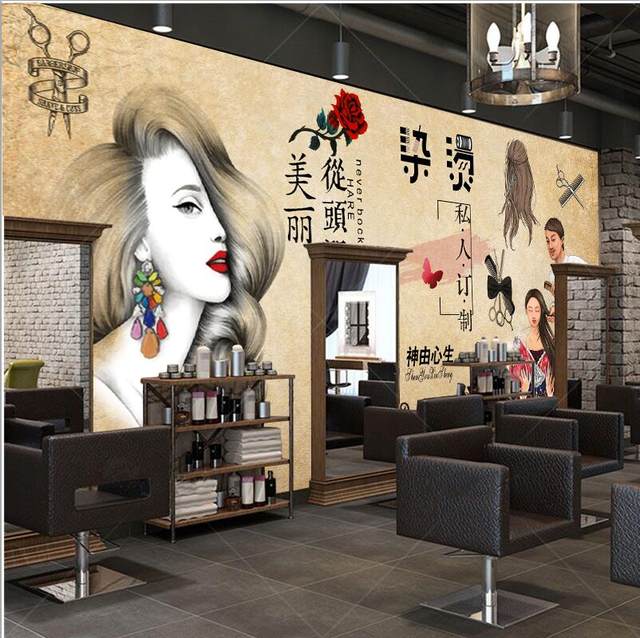 Beauty salon wallpaper 3D wallpaper personality fashion hair salon ...