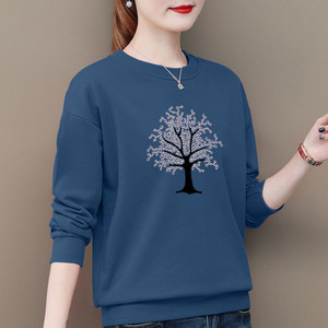
Women's sweatshirt 2024 new age-reducing loose large size forty and fifty-year-old mothers middle-aged and elderly spring and autumn thin tops