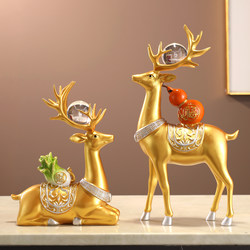 Fortune-Attracting Deer Ornament, New Chinese-Style High-End Decoration for Living Room, Entrance, Tv Cabinet, Wine Cabinet, Home Decoration, Housewarming Gift