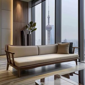 
New Chinese style Zen black walnut ash wood arhat bed hotel home office leisure retro furniture