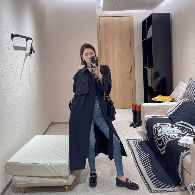 NancyCavally selected merino ultrafine wool light luxury expensive wool long classic windbreaker