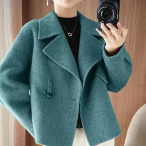 
High-end double-sided wool coat, women's coat, windbreaker, pure wool button, high-end woolen short style, small person