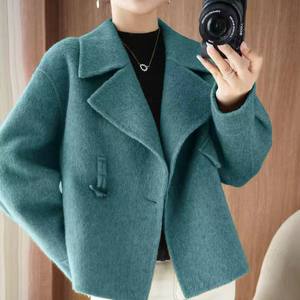
High-end double-sided wool coat, women's coat, windbreaker, pure wool button, high-end woolen short style, small person