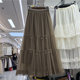 Sweet beaded bow mesh skirt skirt spring and summer new high-waisted spliced ​​cake skirt fairy skirt gauze skirt
