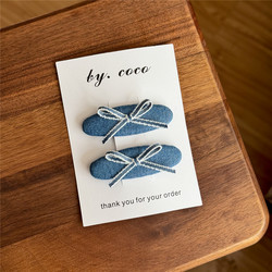  Xiaohongshu's Same Style Kidsren's Denim Bow Hairpin Non-Twotwo Same Style Baby Side Clip Fast Group