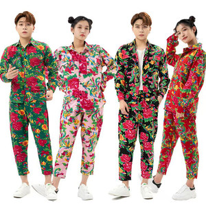 
Northeast large floral cloth original shirt bestie outfit national fashion sister outfit party funny national style long-sleeved performance costume