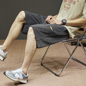
Tangshi new summer casual pants men's loose straight corduroy mid-pants men's gray sports five-point pants mid-pants trendy