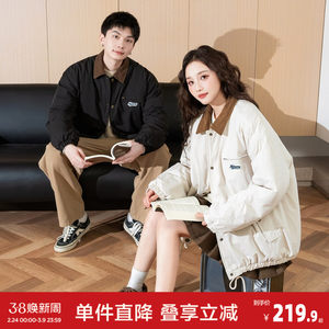 
Tangshi 2026 Winter Couple Cotton Clothes Men and Women Stand Collar Contrast Color Double Pocket Short Warm Thickened Waterproof Cotton Clothes