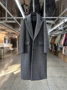 Floral patterns, positive shoulder wool coat women medium long and autumn and winter new Korean retro style suits show thin woolen coat
