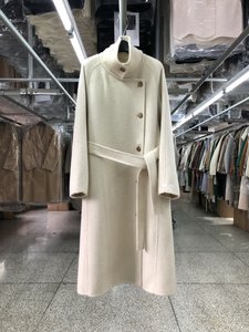 
Stand collar double-sided wool coat women's mid-length 25 autumn and winter new Korean version A-shaped lace-up skirt-style woolen outer