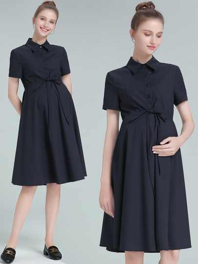 black maternity shirt dress Women's Bamboo Jersey Maternity & Nursing T-Shirt Dress in Black, Size Small by Quince