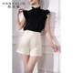 Korean Lin black sleeveless shirt for women with high-end light luxury age-reducing style 2025 new spring and summer temperament top
