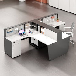 Staff Office Desk and Chair Set, Simple Four-Person Workstation, Modern Partitioned Desk, Financial Office Desk