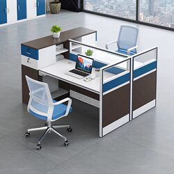 Office Staff Desk and Chair Set, 4-Person Desk, Staff Computer Desk, Screen Partition Office Workstation Desk