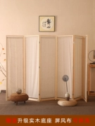 Trung Quốc vải lanh gỗ nguyên tấm màn hình vách ngăn lối vào phòng khách hiện đại đơn giản dân gian mục vụ vải gấp màn hình tam compact vân gỗ vách panel trong nhà