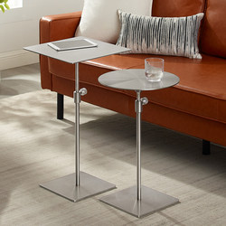 Stainless steel lifting side table small round table high-leg coffee table mobile sofa side table coffee table simple metal corner table