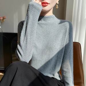 
25 new autumn and winter style jacquard half turtleneck pullover thickened sweater for women warm loose soft waxy inner sweater