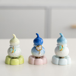 Jingdezhen Taoyang New Village Ceramic Spinning Gourd Ornament, Internet-Famous Crystal Glaze Tea Pet, Cute Hanging Decoration, Gift